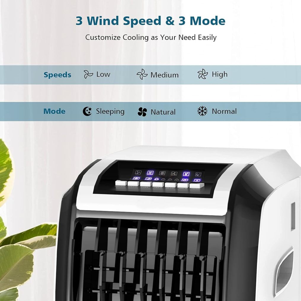 ARLIME Evaporative Air Cooler, 28" Portable Air Conditioner w/Remote, 1.7 Gallon Water Tank, 7.5H Timer