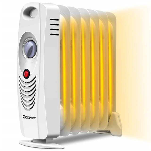 700W Oil Filled Radiator Heater, Portable Electric Space Heater with Adjustable Thermostat & Overheat Protection for Home, Bedroom, Indoor Use