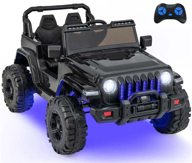 2-Seater Ride-On Truck for Kids, 12V Battery Powered Electric Vehicle with Remote Control & LED Lights, Ride-On Car for Boys Girls Gifts