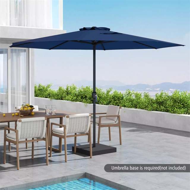 12FT Outdoor Patio Umbrella, 8-Rib Market Umbrella with Crank Handle & Vented Canopy, Sun-Protective Waterproof for Deck, Poolside, Garden
