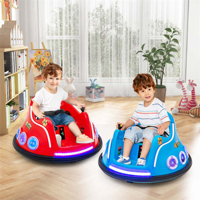 12V Kids Bumper Car, Electric Ride-On Bumper Car with Dual Joysticks, Flashing LED Lights & Remote Control, Battery Ride-On Toy for Toddlers