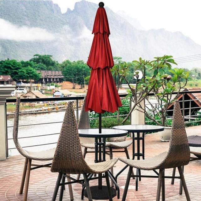 10ft 3 Tier Patio Market Umbrella with Double Vented & Easy Tilt Adjustment