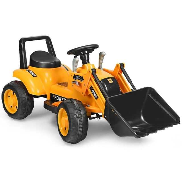6V Kids Ride-On Excavator Toy, Battery-Powered Electric Digger Truck Construction Vehicle with Front Loader & Controllable Digging Bucket, Ride-On Car
