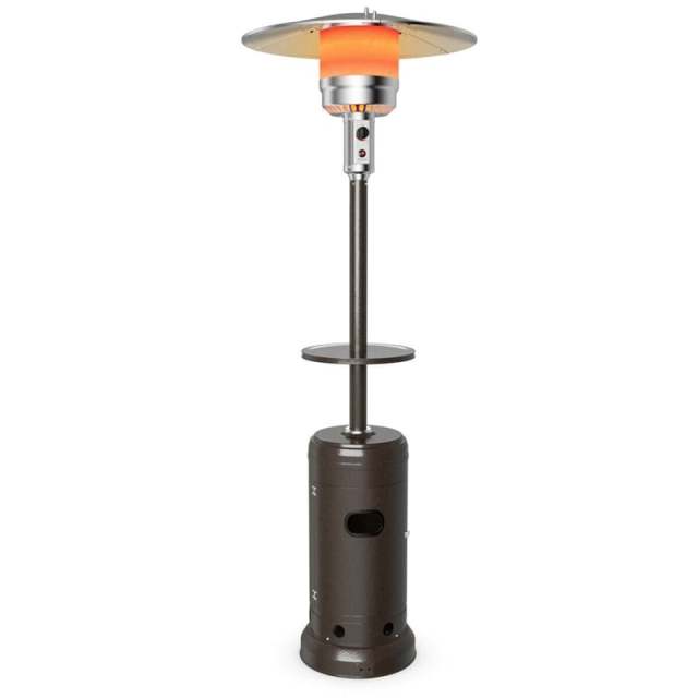 50,000 BTU Propane Patio Heater with Auto Shut-Off & Tip Protection, Commercial Outdoor Heater w/ Wheels & Drink Shelf for Backyard, Restaurant