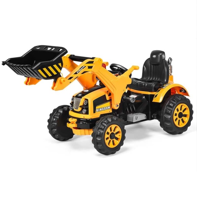 12V Kids Ride-On Excavator Truck, Battery-Powered Construction Vehicle with Front Loader Shovel, Ride-On Digger Toy for Boys Girls Ages 3-8