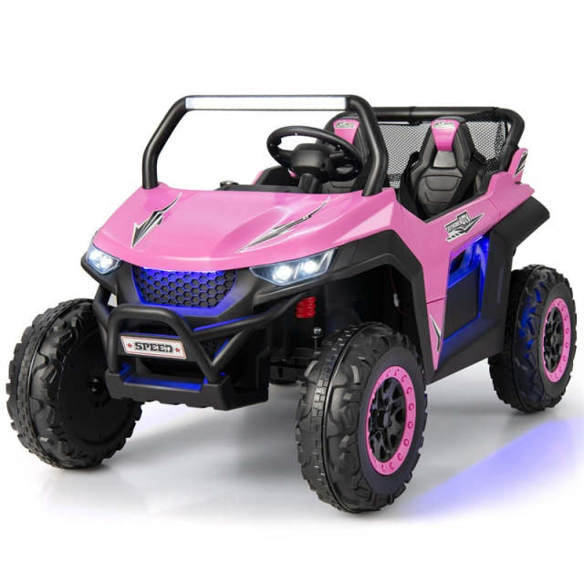 12V 2-Seater Ride On UTV, Kids Electric Vehicle with Remote Control, LED Lights, Music & Storage, Battery Powered Off-Road Car for 3-8 Years