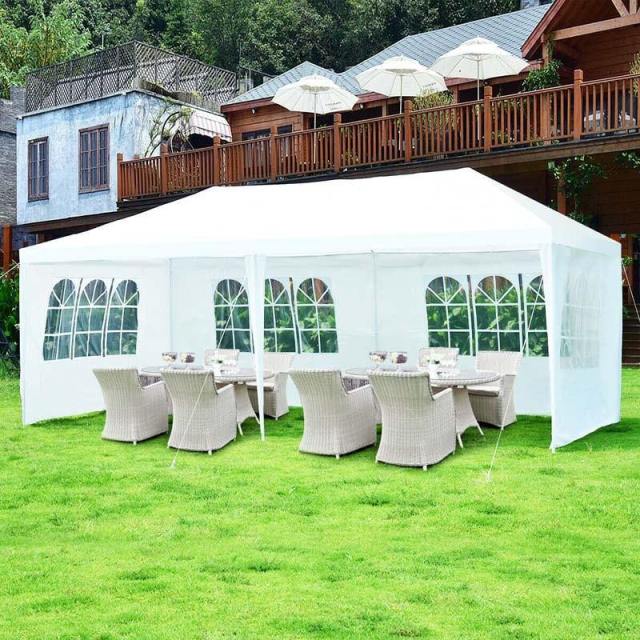 10' x 20' Heavy Duty Canopy Tent, Waterproof White Party Tent with 6 Removable Sidewalls & Roller Bag for Wedding, Outdoor Events, Market