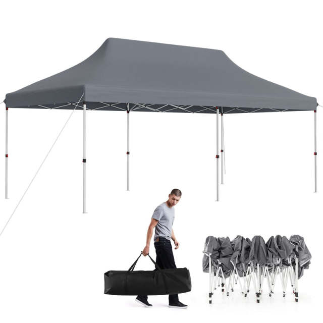 10 x 20FT Pop Up Canopy, Instant Setup Outdoor Canopy Tent with 6 Sandbags & Carrying Bag, UPF50+ Sun Protection Tent for Events, Camping