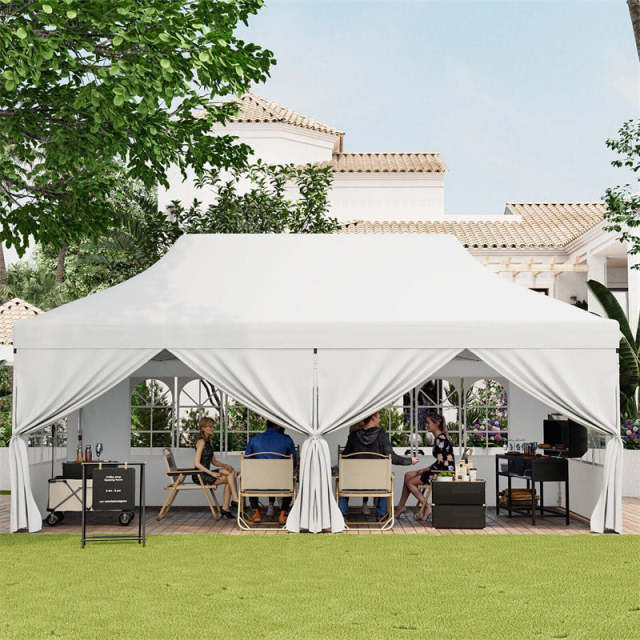 10x20FT Pop Up Canopy with 6 Removable Sidewalls & Carry Bag, UPF50+ Instant Setup Outdoor Canopy Tent for Weddings, Parties, Backyard & Beach
