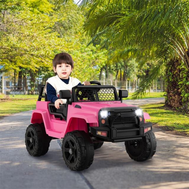 12V Kids Ride-On Truck, Battery Powered Electric Vehicle with Remote Control, Headlights, Music, Ride-On Cars for Boys & Girls
