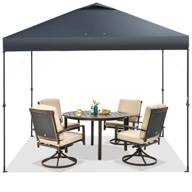 10' x 10' Pop Up Canopy Tent Easy Set-up Instant Canopy Outdoor Folding Tent Adjustable Height Sun Shelter with Center Lock & Carry Bag