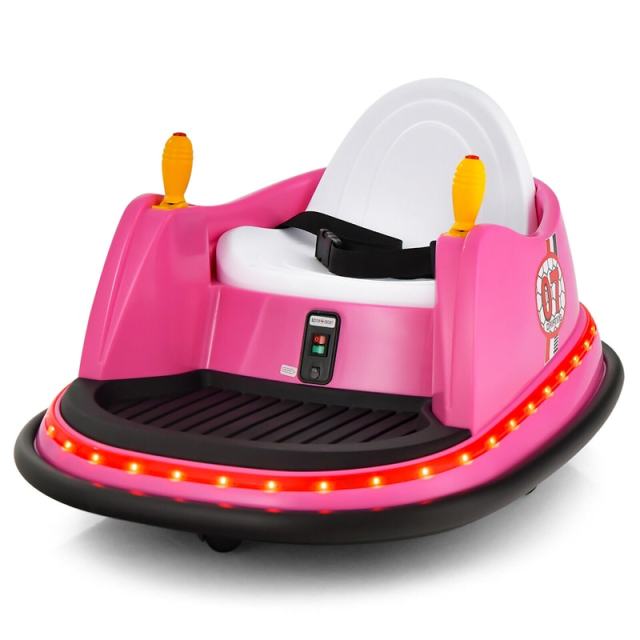 Kids Bumper Car, 12V Battery-Powered Electric Ride-On Bumper Car with 360° Spin, Dual Joysticks, Remote Control & Flashing Lights for Ages 2-5