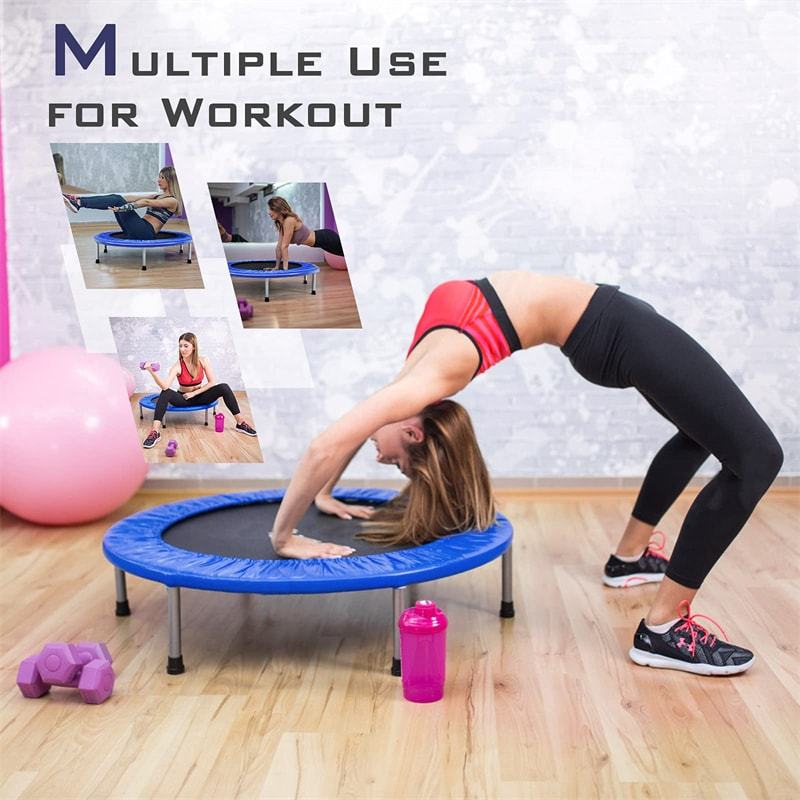 38" Mini Folding Trampoline, Foldable Fitness Rebounder for Adults & Kids, Indoor/Outdoor Exercise, Max Load 330lbs, Portable Workout Trampoline