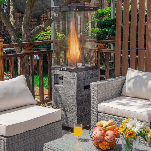 41,000 BTU Propane Patio Heater, Portable Outdoor Heater with Wheels, Protective Cover, Tempered Glass Tube, CSA Certified for Garden Yard