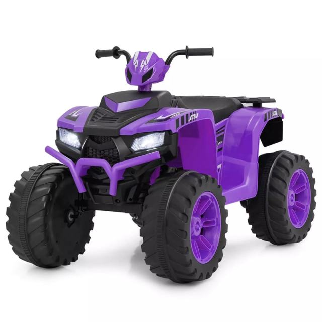 24V Kids Ride On ATV, Battery Powered Electric 4-Wheeler Quad Car with Wireless Connection & LED Lights for Boys/Girls Ages 3-8