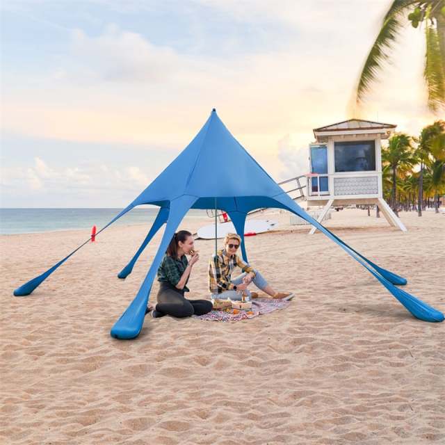 20 x 20FT Family Beach Canopy Tent UPF50+ Beach Sun Shade Tent with Carrying Bag, Sand Shovel & 6 Sandbags