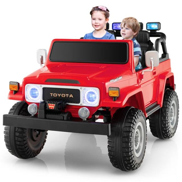 12V 2-Seater Ride-On Truck, Licensed Toyota FJ40 Kids Electric Car with Remote Control, Laser Lights, Storage Box, Music & Shock Absorption