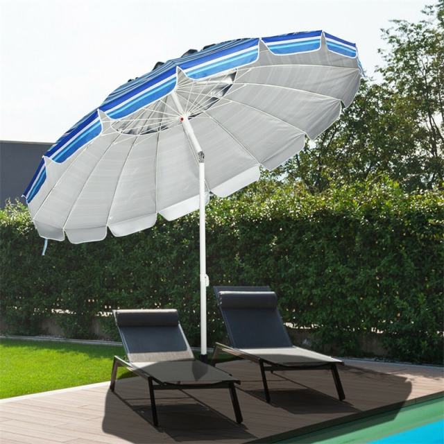 8 FT Portable Beach Umbrella Outdoor Tilt Market Umbrella with Sand Anchor & Carry Bag
