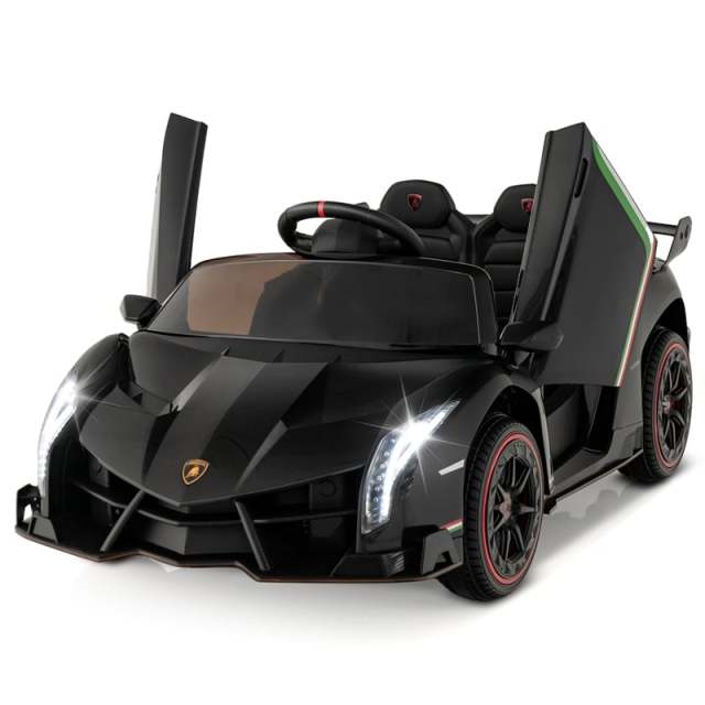 12V Kids Ride-On Car, Licensed Lamborghini 4WD Sports Car with Remote, LED Lights, Hydraulic Doors, Battery-Powered Electric Vehicle, Ages 3-8
