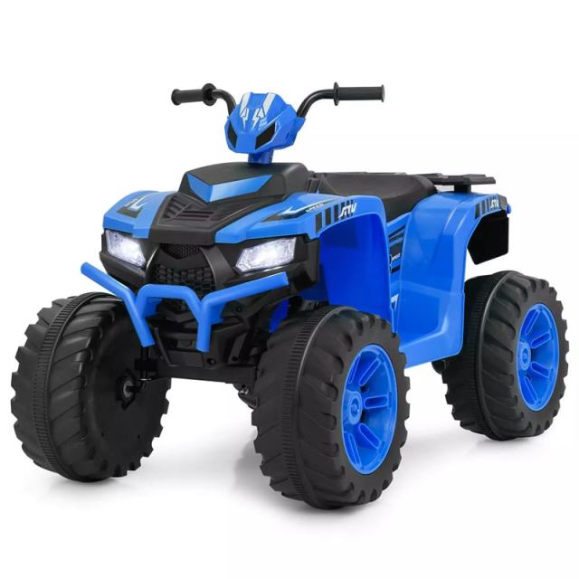 24V Kids Ride On ATV, Battery Powered Electric 4-Wheeler Quad Car with Wireless Connection & LED Lights for Boys/Girls Ages 3-8