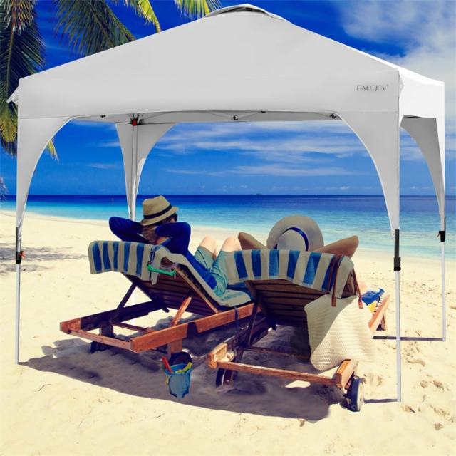 10x10FT Commercial Pop-Up Canopy with Adjustable Height & Roller Bag, Heavy Duty Gazebo Tent Instant Shelter for Camping, Parties, Backyard