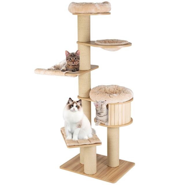 75" Tall Cat Tree, Multi-Level Cat Tree Tower with Cat Condo, Sisal Scratching Posts, Hammocks, Basket Bed & Washable Cushions for Large Indoor Cats