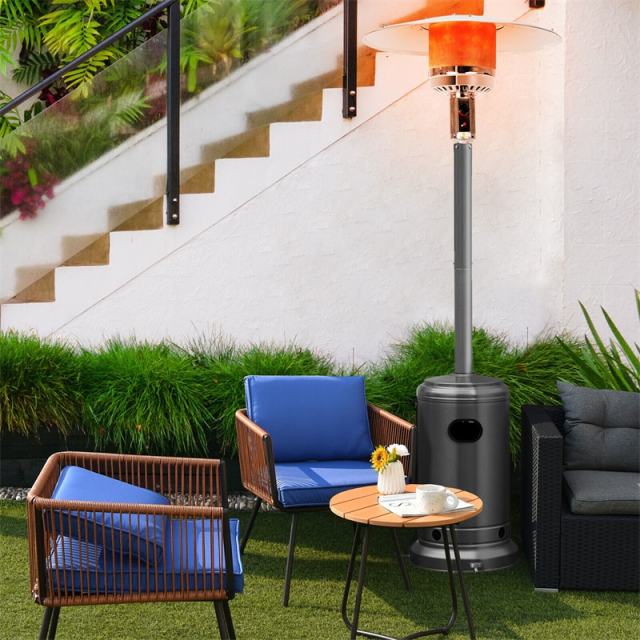 50,000 BTU Propane Patio Heater, Standing Outdoor LP Gas Heater with Wheels, Stainless Steel Burner & Tip-Over Protection for Garden Backyard