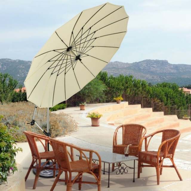 10 Ft Offset Hanging Patio Umbrella, Outdoor Cantilever Umbrella with Crank & Cross Base for Backyard, Poolside, Lawn, Garden