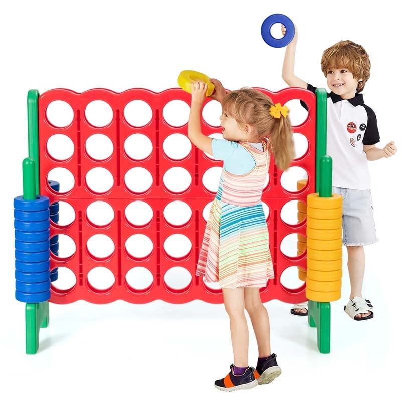 Giant 4-in-a-Row, Jumbo 4-to-Score Giant Game w/ 42 Rings, Quick-Release Slider, 3.5FT Tall Indoor Outdoor Connect 4 Yard Game for Kids, Adults