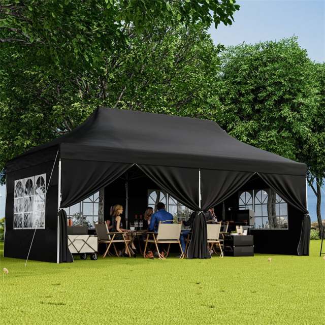 10x20FT Pop Up Canopy with 6 Removable Sidewalls & Carry Bag, UPF50+ Instant Setup Outdoor Canopy Tent for Weddings, Parties, Backyard & Beach