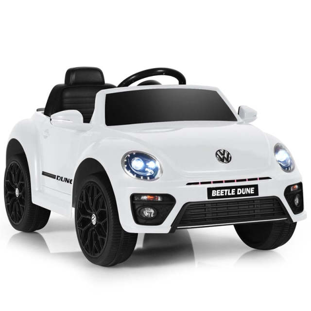 12V Kids Ride-On Car, Licensed Volkswagen Beetle Battery-Powered Electric Vehicle with Remote Control, Lights, Music, Gift for Boys & Girls
