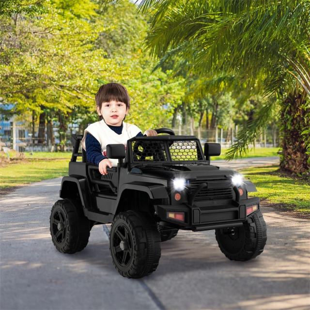 12V Kids Ride-On Truck, Battery Powered Electric Vehicle with Remote Control, Headlights, Music, Ride-On Cars for Boys & Girls