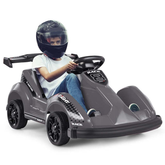 6V Kids Racer Go Kart, Electric Go Kart with Remote Control, 4 Wheels, Safety Belt, Music & USB Port, Battery Powered Ride-On Toy for Ages 3-8