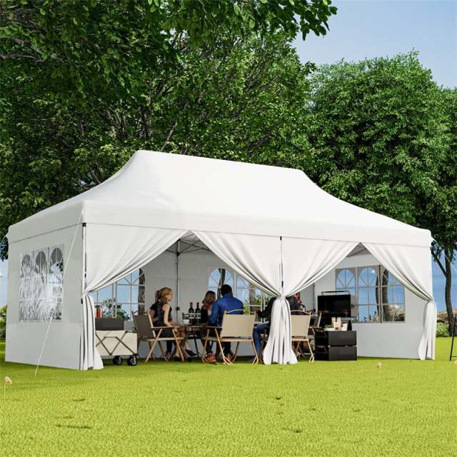 10x20FT Pop Up Canopy with 6 Removable Sidewalls & Carry Bag, UPF50+ Instant Setup Outdoor Canopy Tent for Weddings, Parties, Backyard & Beach
