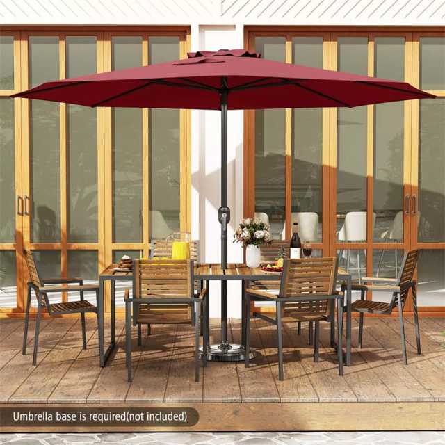 12FT Outdoor Patio Umbrella, 8-Rib Market Umbrella with Crank Handle & Vented Canopy, Sun-Protective Waterproof for Deck, Poolside, Garden