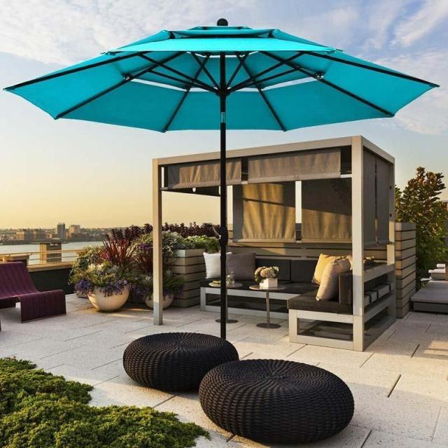 10ft 3 Tier Patio Market Umbrella with Double Vented & Easy Tilt Adjustment