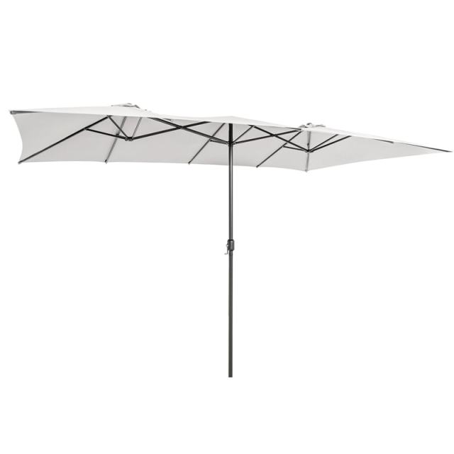 15FT Double-Sided Patio Umbrella with Crank Handle, Vented Top, 10-Rib Metal Frame, Large Twin Market Umbrella for Poolside, Deck, Lawn, Garden