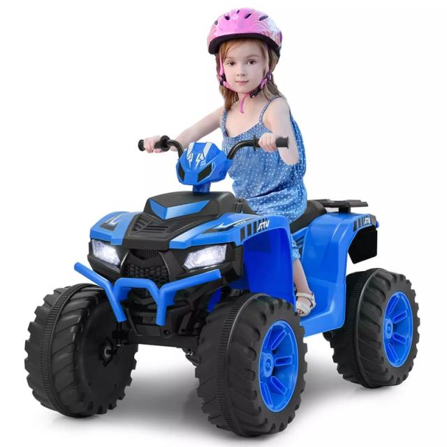 24V Kids Ride On ATV, Battery Powered Electric 4-Wheeler Quad Car with Wireless Connection & LED Lights for Boys/Girls Ages 3-8