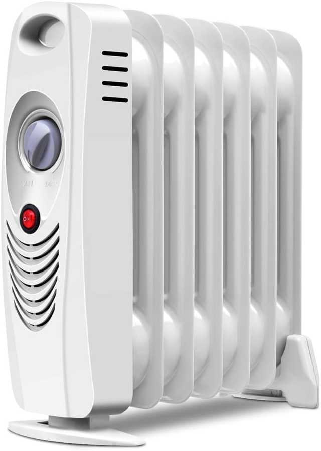 700W Oil Filled Radiator Heater, Portable Electric Space Heater with Adjustable Thermostat & Overheat Protection for Home, Bedroom, Indoor Use