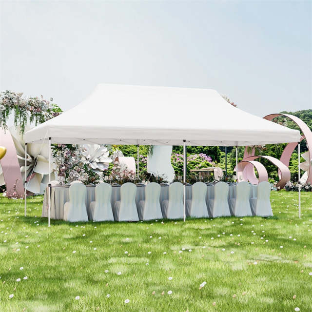 10 x 20FT Pop Up Canopy, Instant Setup Outdoor Canopy Tent with 6 Sandbags & Carrying Bag, UPF50+ Sun Protection Tent for Events, Camping