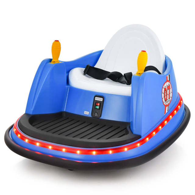 Kids Bumper Car, 12V Battery-Powered Electric Ride-On Bumper Car with 360° Spin, Dual Joysticks, Remote Control & Flashing Lights for Ages 2-5