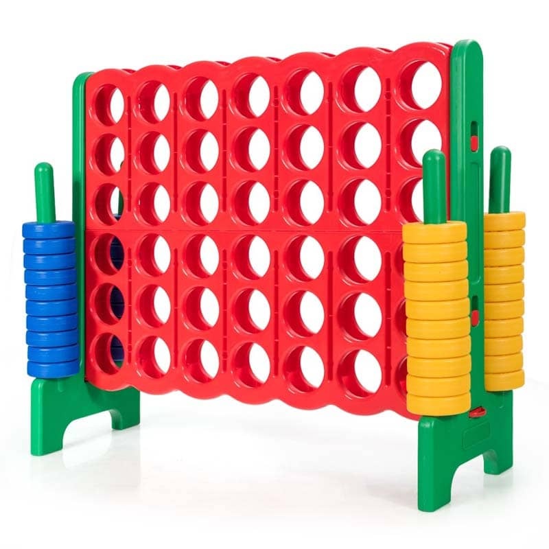 Giant 4-in-a-Row, Jumbo 4-to-Score Giant Game w/ 42 Rings, Quick-Release Slider, 3.5FT Tall Indoor Outdoor Connect 4 Yard Game for Kids, Adults