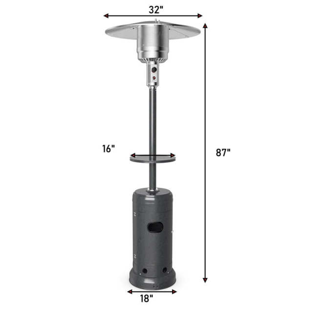50,000 BTU Propane Patio Heater with Auto Shut-Off & Tip Protection, Commercial Outdoor Heater w/ Wheels & Drink Shelf for Backyard, Restaurant