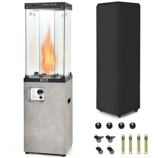 41,000 BTU Propane Patio Heater, Portable Outdoor Heater with Wheels, Protective Cover, Tempered Glass Tube, CSA Certified for Garden Yard