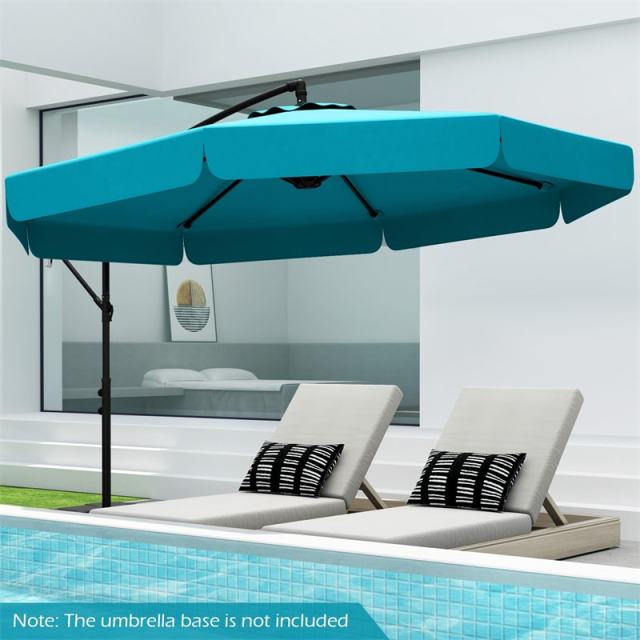 10FT Offset Cantilever Umbrella with Cover, Tilt Adjustment & Crank, 8-Rib Heavy-Duty Vented Ruffled Patio Umbrella for Poolside/Garden/Deck
