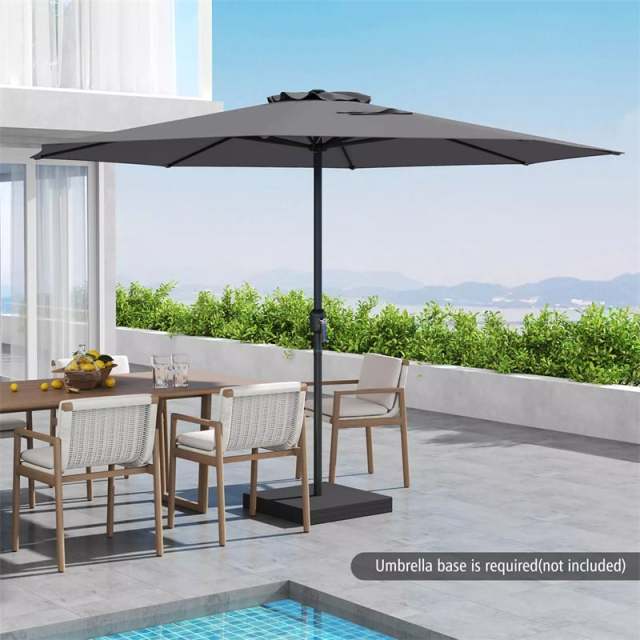 12FT Outdoor Patio Umbrella, 8-Rib Market Umbrella with Crank Handle & Vented Canopy, Sun-Protective Waterproof for Deck, Poolside, Garden