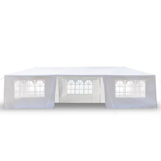 10' x 30' Heavy Duty Canopy Tent with 6 Removable Sidewalls & Zipper Doors, Large White Wedding Party Tent for Outdoor Events, Patio, Backyard, Beach