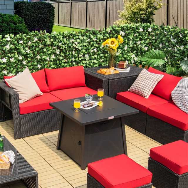 30" Square Propane Fire Pit Table, 50,000 BTU Outdoor Gas Fire Pit with Waterproof PVC Cover, Stainless Steel Burner, Lava Rocks & CSA/ETL Certified