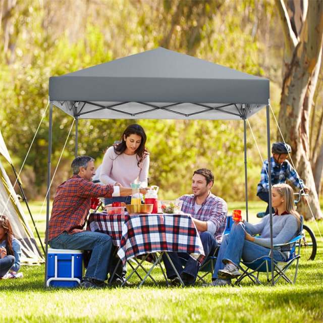 6.6' x 6.6' Pop Up Canopy 1 Person Setup Instant Canopy Tent Portable Outdoor Canopy with Center Lock & Carrying Bag