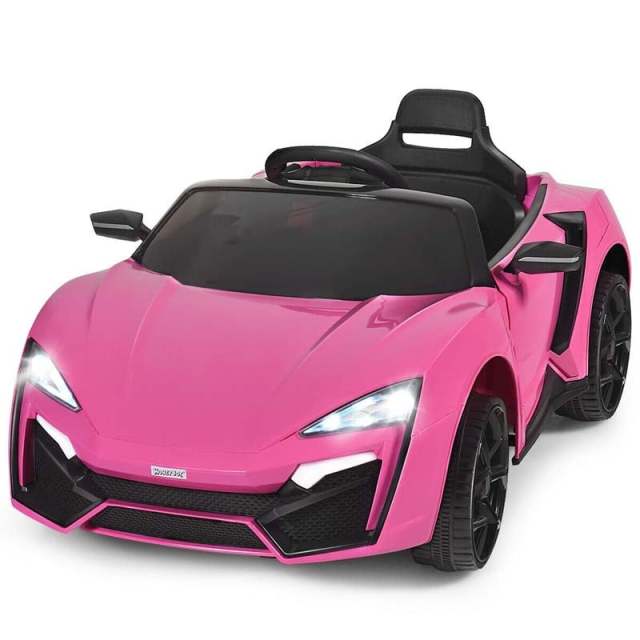Kids Ride On Sports Car, 12V Battery Powered Electric Vehicle with Remote Control & LED Lights for Boys & Girls